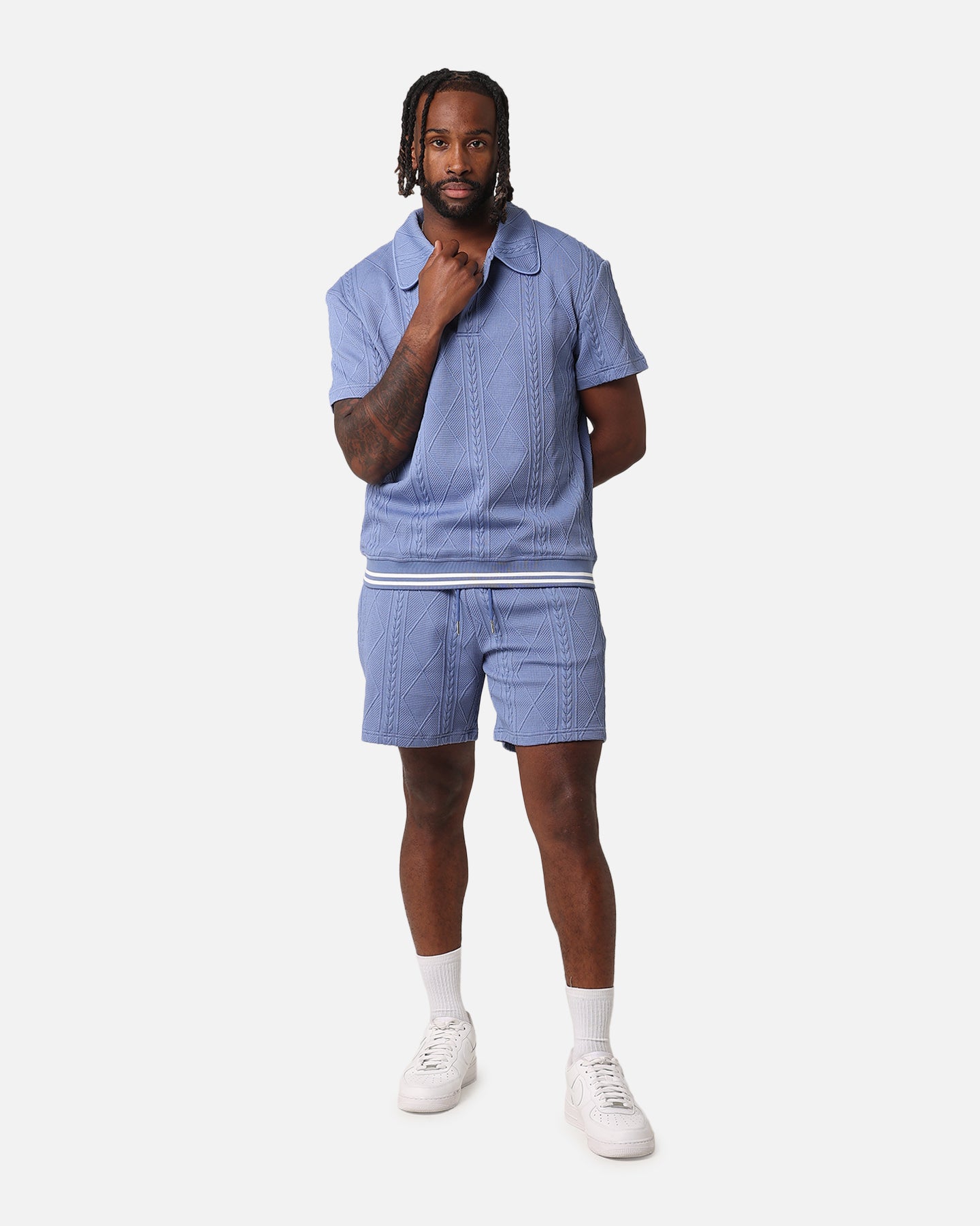 XXIII Danny Knit Polo Shirt Floral Blue | Culture Kings