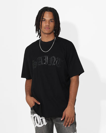 Saint Morta Gothic Appliqué Boxy T-Shirt Black
