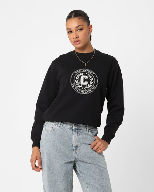 The New Establishment Women's Cornell Crest Crewneck Black