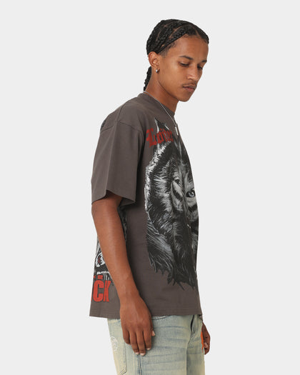 Loiter Wolf Pack Vintage T-Shirt Charcoal