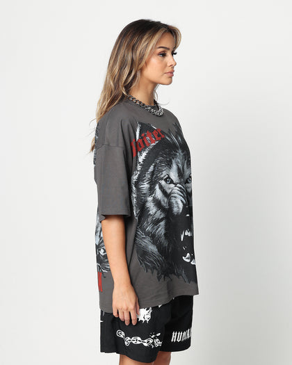 Loiter Wolf Pack Vintage T-Shirt Charcoal