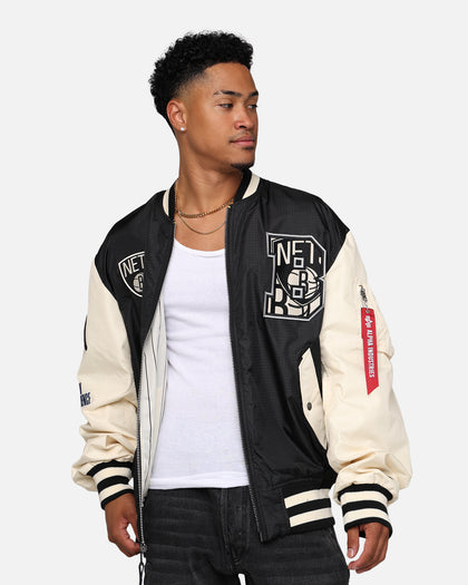 New Era X Alpha Industries Brooklyn Nets L-2B Bomber Jacket Black