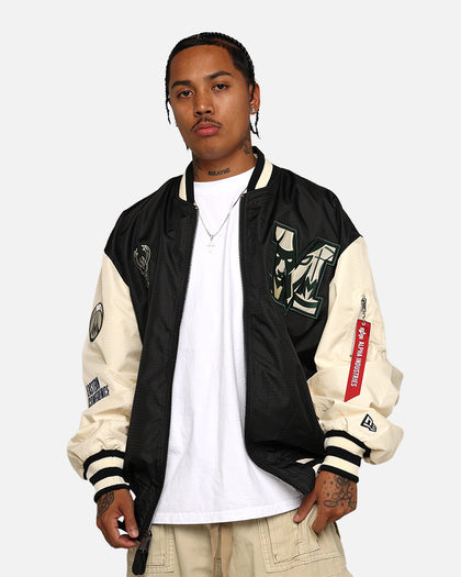 New Era X Alpha Industries Milwaukee Bucks L-2B Bomber Jacket Black