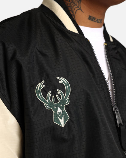 New Era X Alpha Industries Milwaukee Bucks L-2B Bomber Jacket Black
