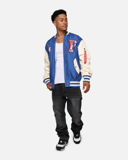 New Era X Alpha Industries Philadelphia 76ers L-2B Bomber Jacket Blue
