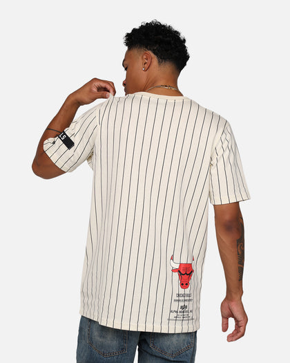 New Era X Alpha Industries Chicago Bulls Striped T-Shirt White