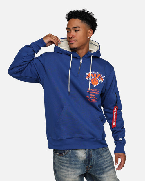 New Era X Alpha Industries New York Knicks Zipper Hoodie Blue