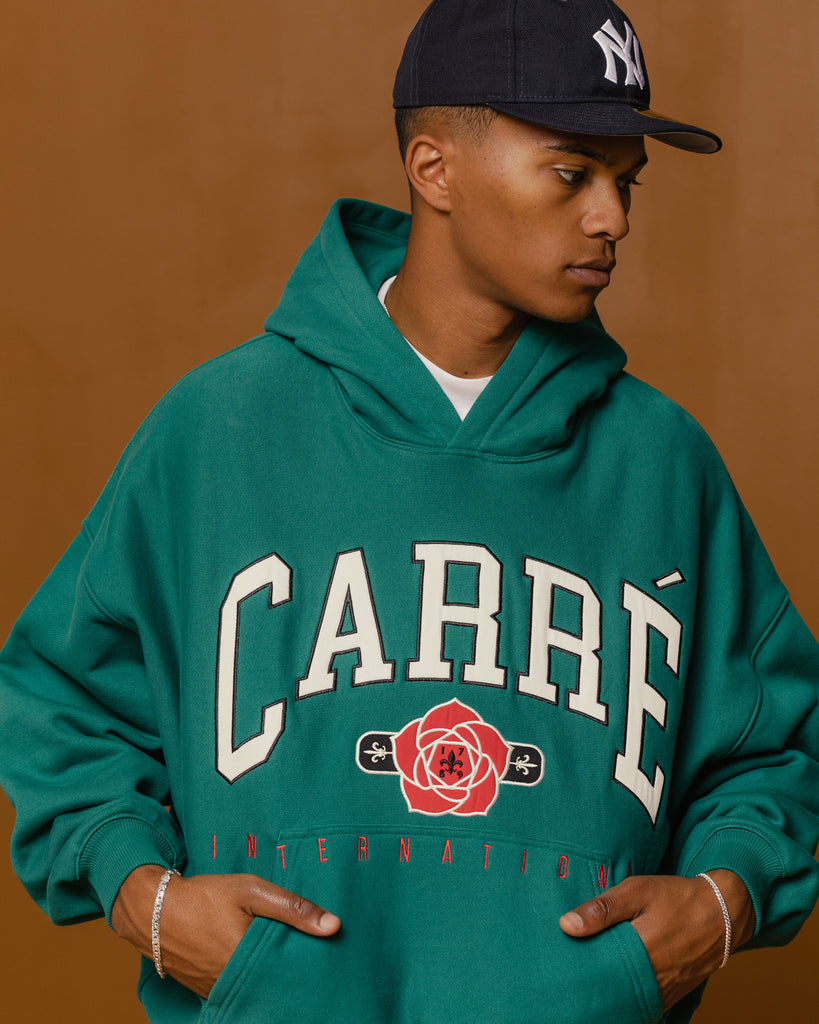 Carre Rose International Oversized Hoodie Dark Teal | Culture Kings