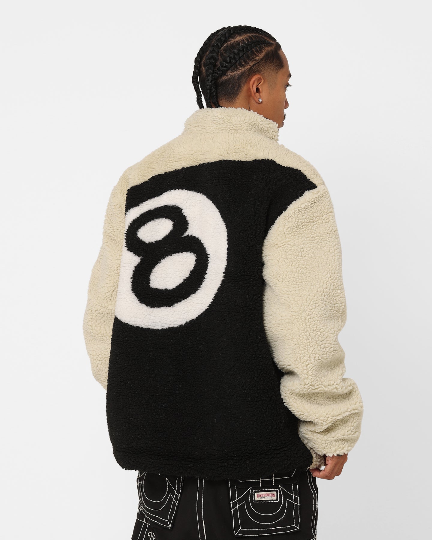 Stussy Ball Fleece Reversible Jacket Cream/Black | Culture Kings