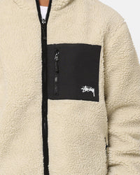 Stussy Ball Fleece Reversible Jacket Cream/Black