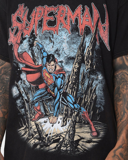 Goat Crew X DC Superman Metal Vintage T-Shirt Black Wash