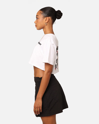 Playboy Women's Butterfly Cropped T-Shirt White