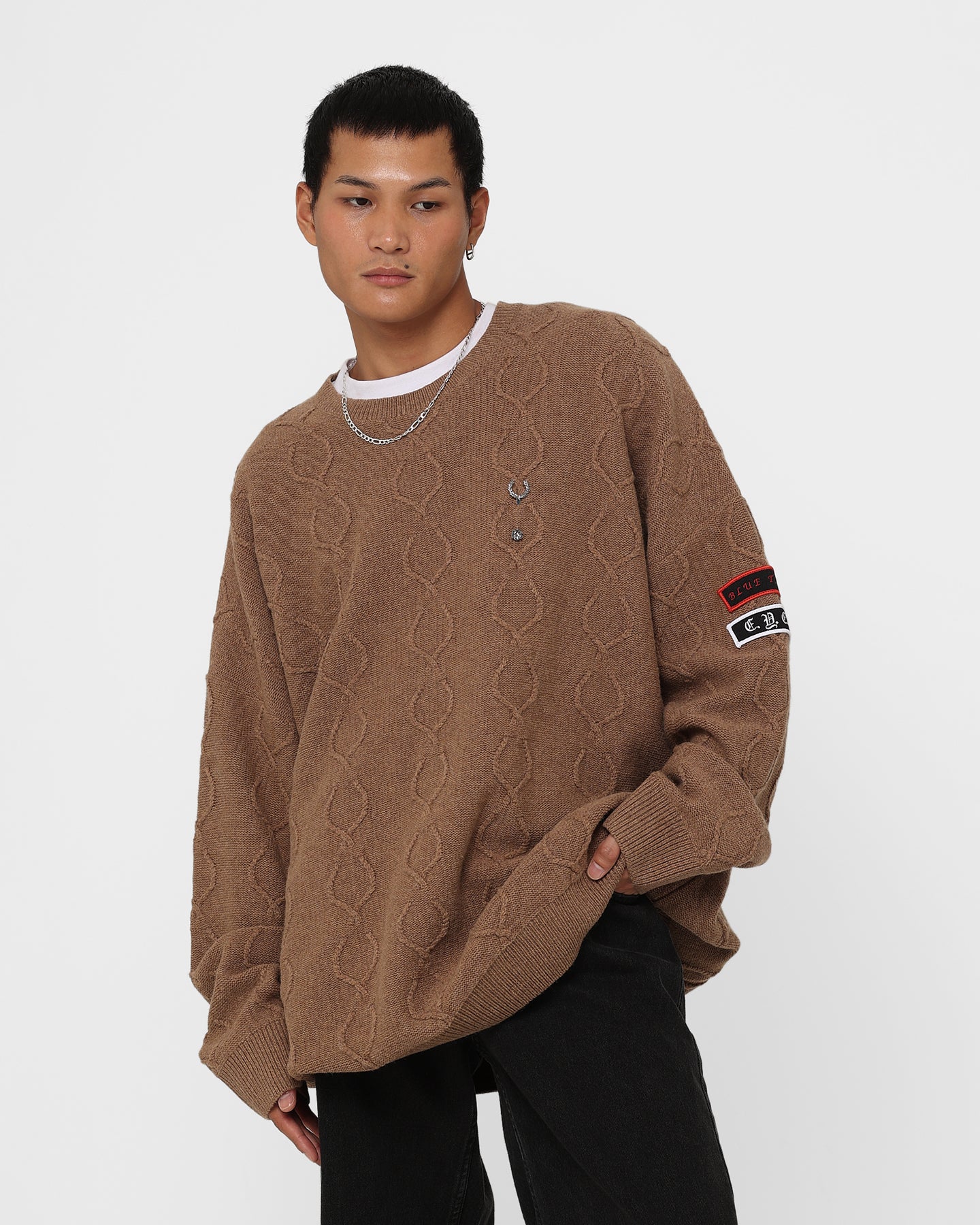 Fred Perry X Raf Simons Patched Oversized Jumper Almond | Culture