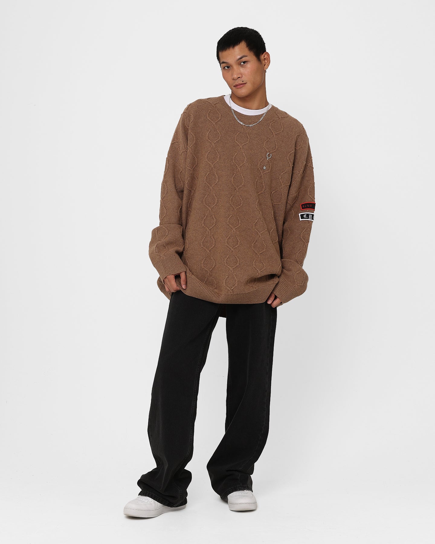 Fred Perry X Raf Simons Patched Oversized Jumper Almond | Culture