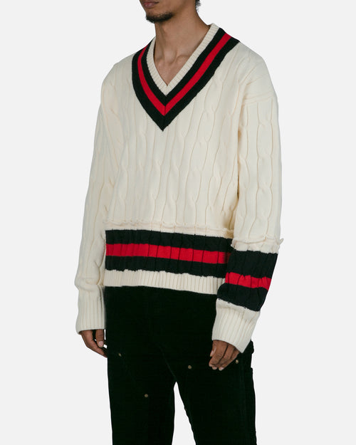 MNML Classic V Neck Sweater Off White