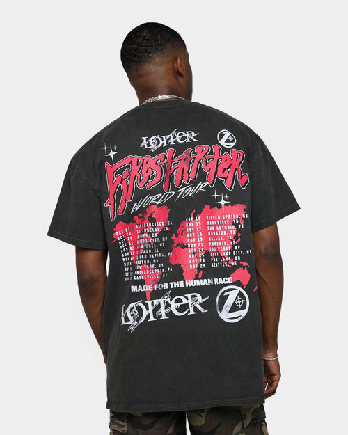 Loiter Firestarter Tour Ultra Premium Vintage T-Shirt Black Wash