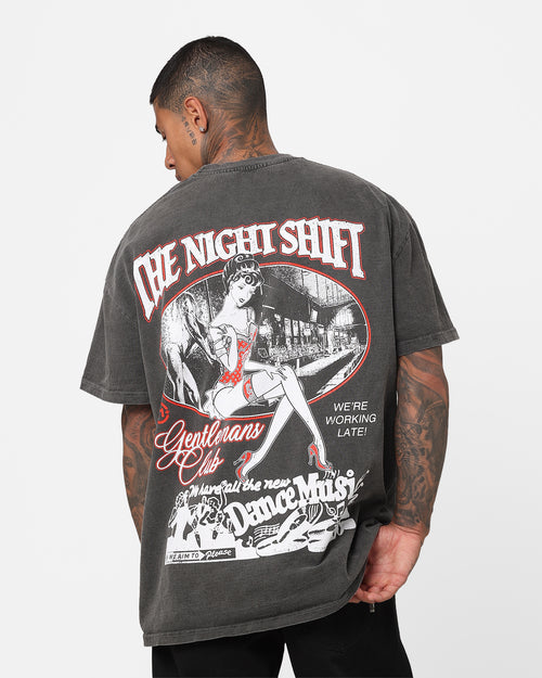 The Night Shift Gentleman's Club Heavyweight Vintage T-Shirt Black Wash