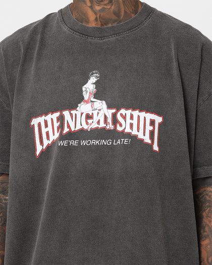 The Night Shift Gentleman's Club Heavyweight Vintage T-Shirt Black Wash