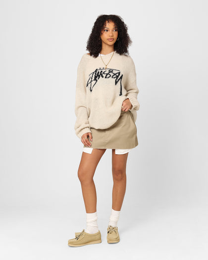 Stussy Women's Smooth Stock Oversized Knitted Sweater Cream