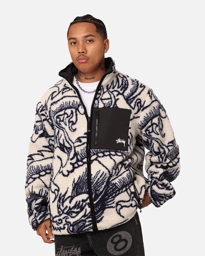 Stussy Dragon Sherpa Jacket Natural | Culture Kings Stussy Dragon Sherpa Jacket Natural | Culture Kings