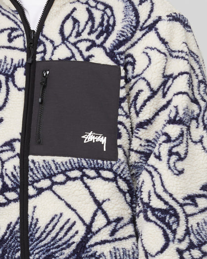 Stussy Dragon Sherpa Jacket Natural
