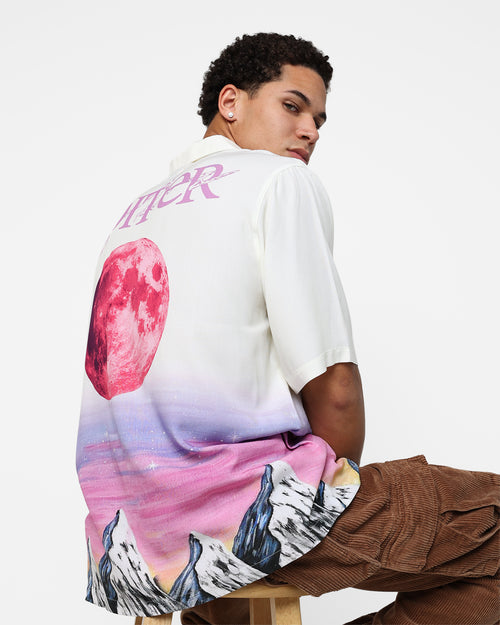 Loiter Mountain Range Button Up T-Shirt Off White