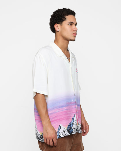 Loiter Mountain Range Button Up T-Shirt Off White