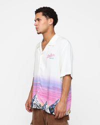 Loiter Mountain Range Button Up T-Shirt Off White