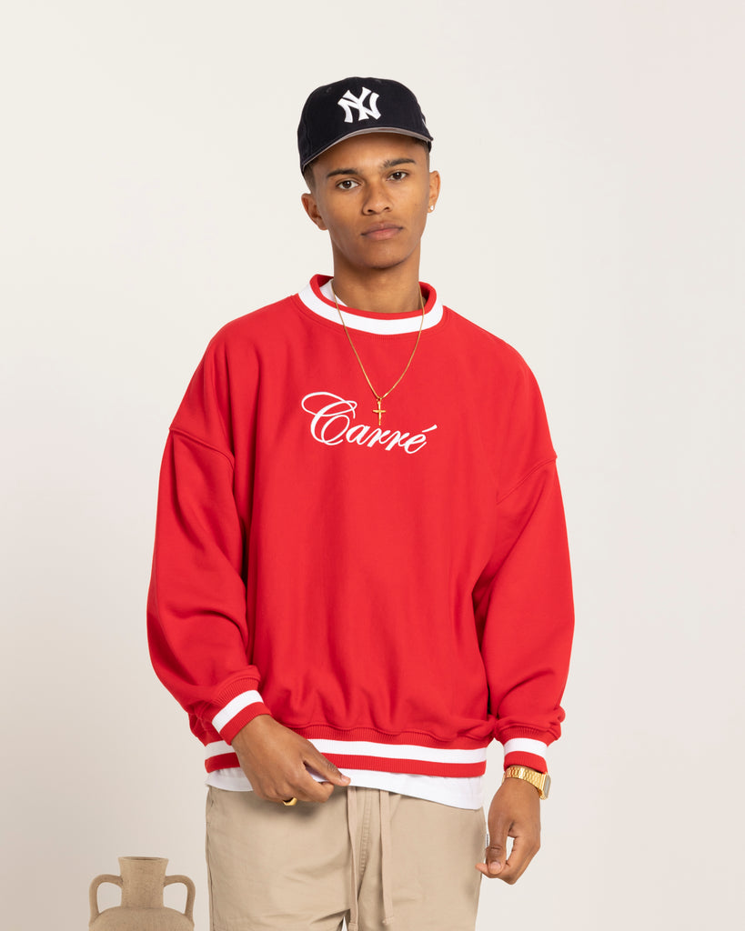 red crewneck