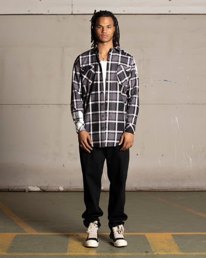 Saint Morta Patriot Long Sleeve Flannel Shirt Black/Grey