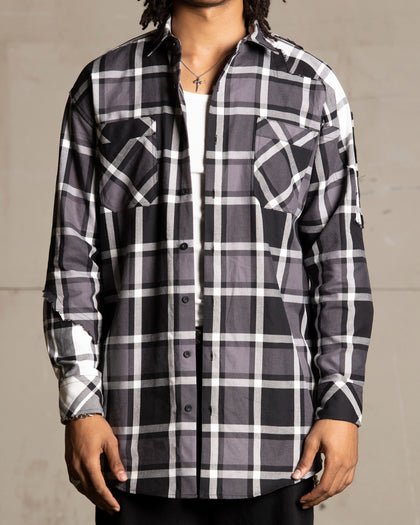 Saint Morta Patriot Long Sleeve Flannel Shirt Black/Grey