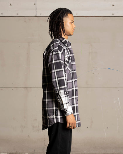 Saint Morta Patriot Long Sleeve Flannel Shirt Black/Grey