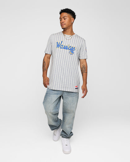New Era Golden State Warriors Pinstripe T-Shirt Grey