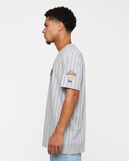 New Era Los Angeles Lakers Pinstripe T-Shirt Grey