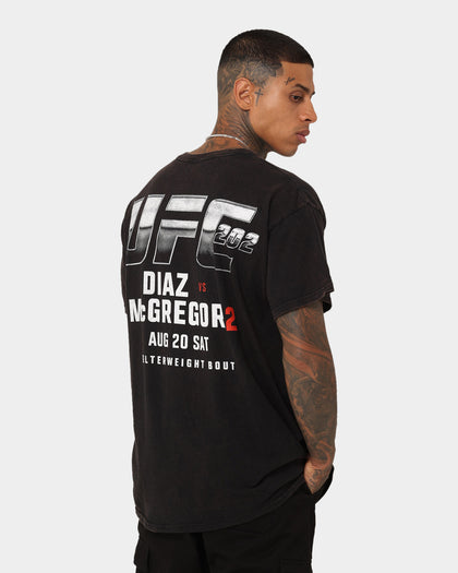 UFC By Goat Crew Nate Diaz vs Conor McGregor 202 Card Vintage T-Shirt Black Wash