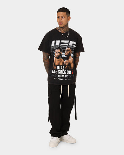 UFC By Goat Crew Nate Diaz vs Conor McGregor 202 Card Vintage T-Shirt Black Wash