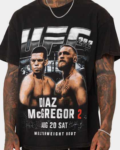 UFC By Goat Crew Nate Diaz vs Conor McGregor 202 Card Vintage T-Shirt Black Wash