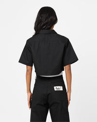 X-Girl Women's Peels Zip Up Cropped T-Shirt Black