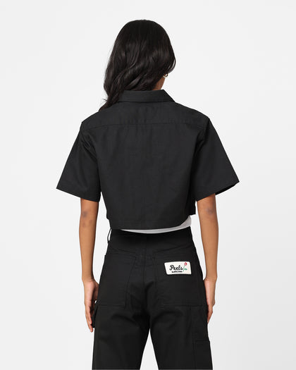 X-Girl Women's Peels Zip Up Cropped T-Shirt Black