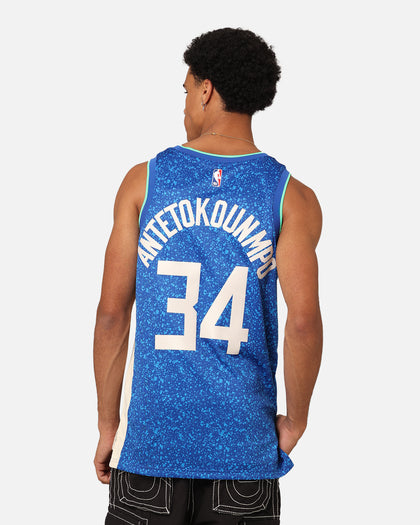 Nike Milwaukee Bucks Giannis Antetokounmpo Dri-FIT Swingman Jersey Photo Blue
