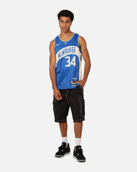 Nike Milwaukee Bucks Giannis Antetokounmpo Dri-FIT Swingman Jersey Photo Blue