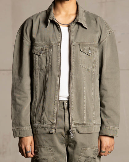 Saint Morta Oversized Denim Jacket Khaki Green