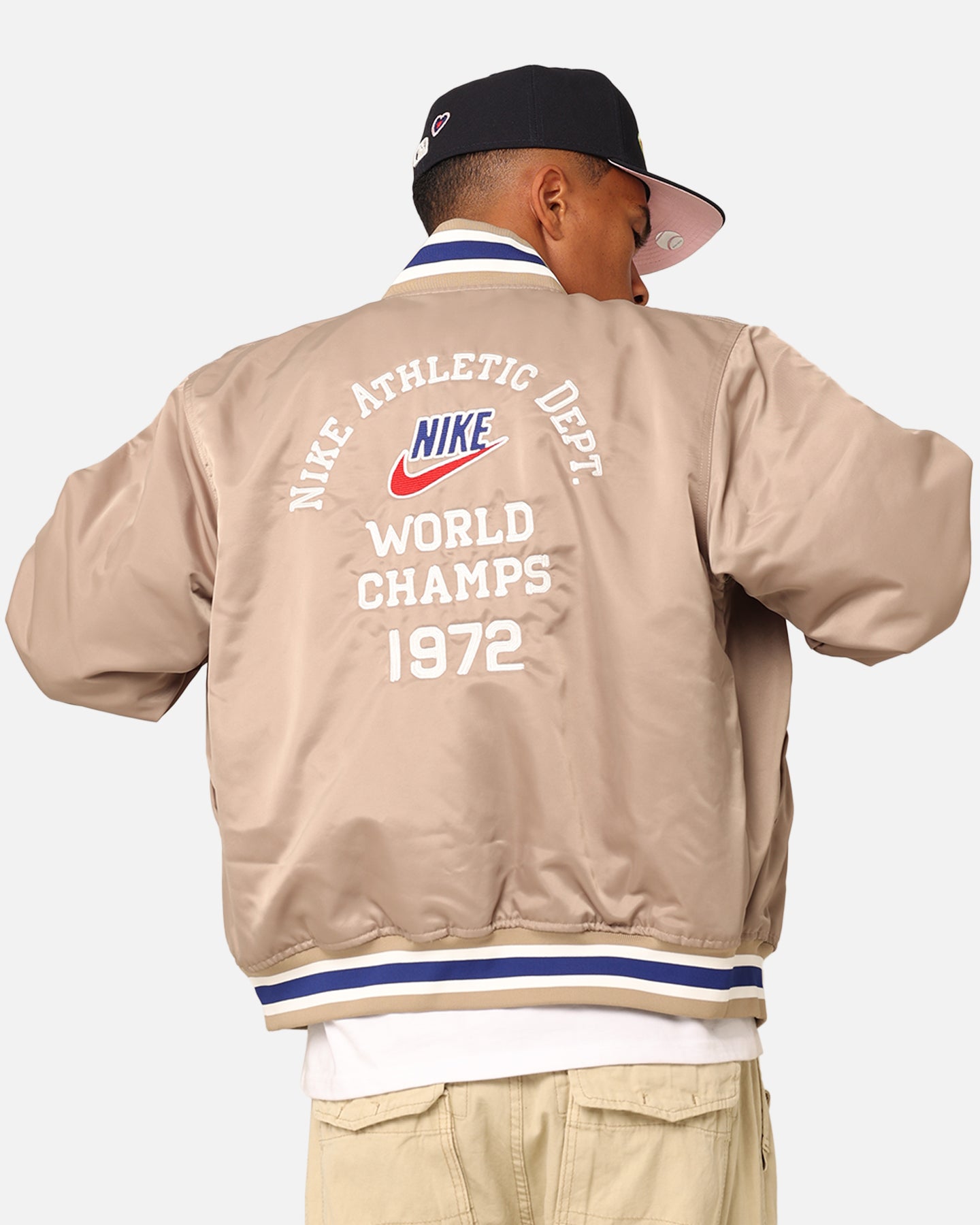 Nike Dugout Satin Jacket Khaki/Sail/Deep | Culture Kings