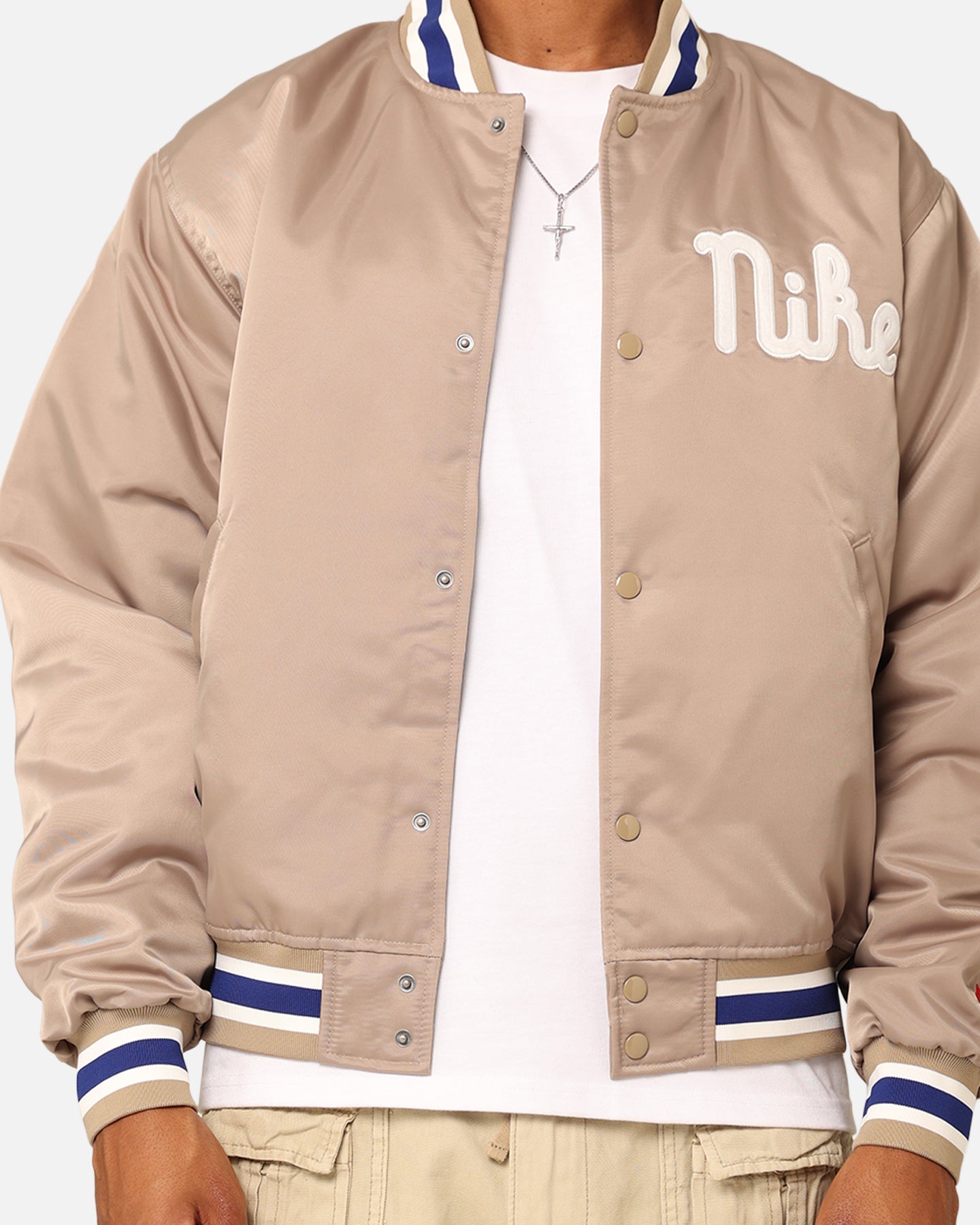 Nike Dugout Satin Jacket Khaki/Sail/Deep | Culture Kings