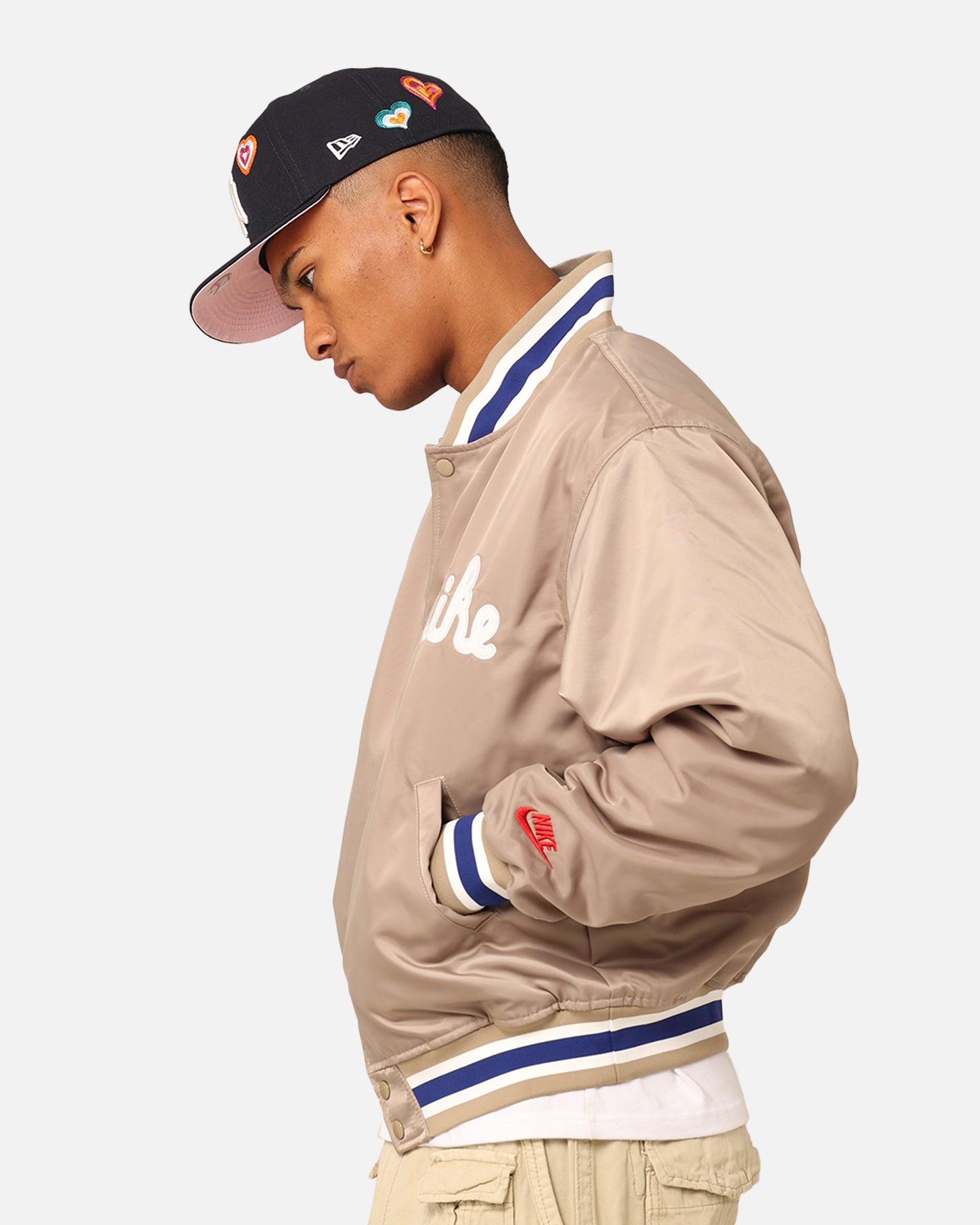 Nike Dugout Satin Jacket Khaki/Sail/Deep | Culture Kings