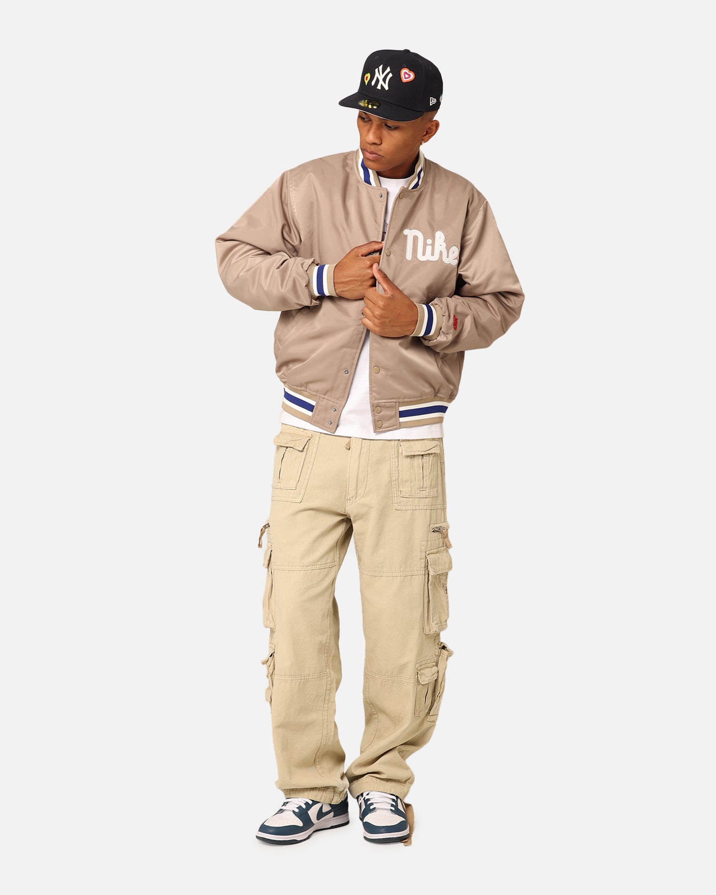 Nike Dugout Satin Jacket Khaki/Sail/Deep | Culture Kings