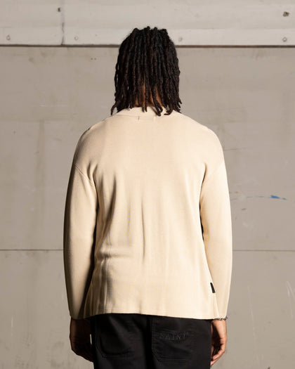 Saint Morta Knitted Long Sleeve Button Up Shirt Tan