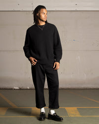 Saint Morta Oversized Waffle Crewneck Black