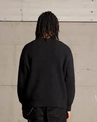 Saint Morta Oversized Waffle Crewneck Black