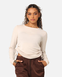 Nike Women's Sportswear Essential Ribbed Long Sleeve Mod Crop Top Light Orewood Brown/Sail